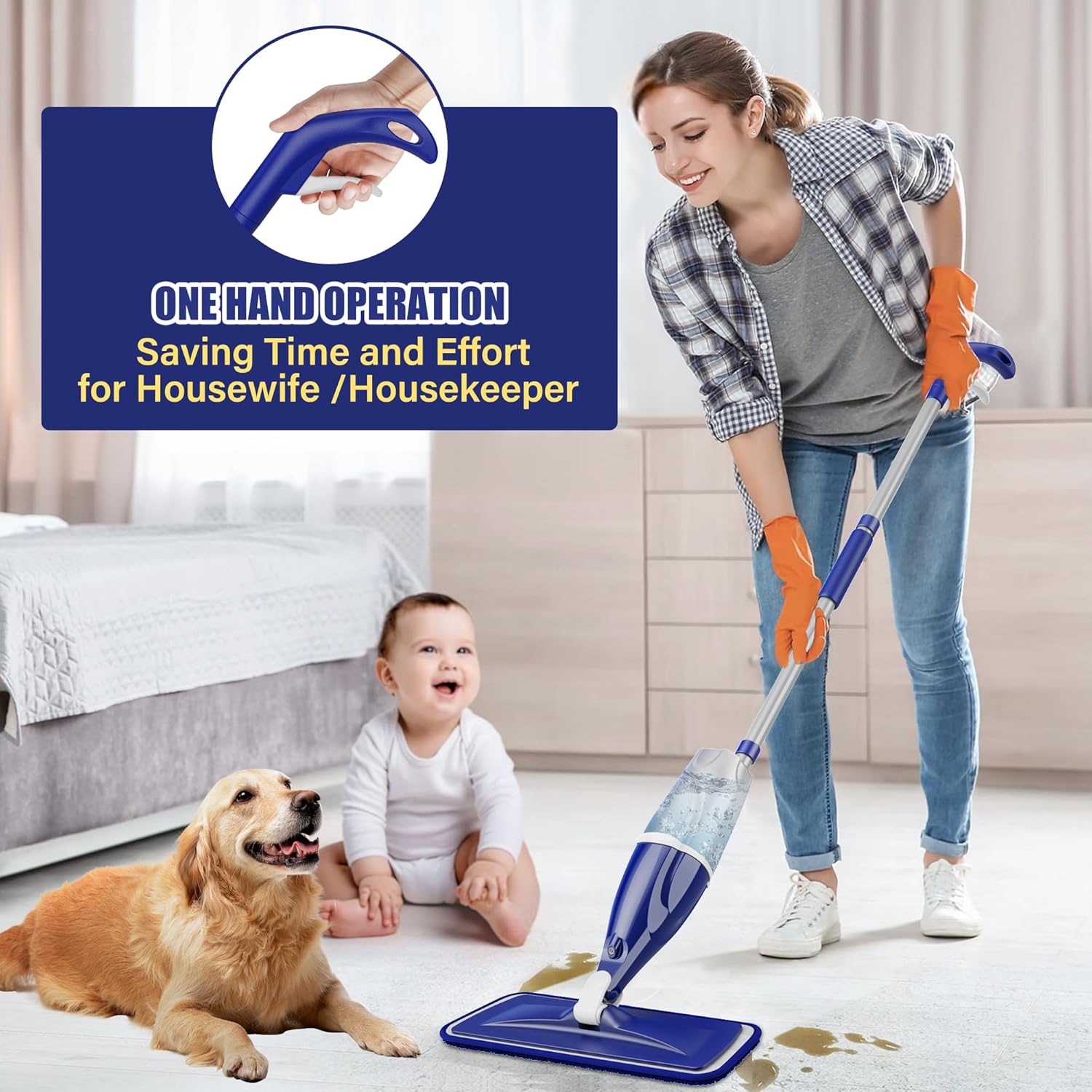 Quick Swipe Microfiber Spray Mop Green 22.1x5.7x4.1inch